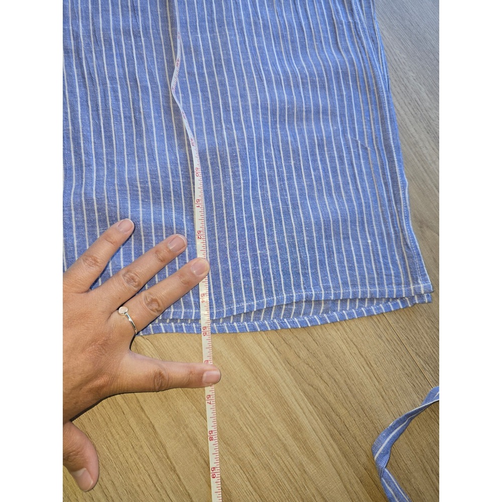 Love by Gap Womens Maxi Dress Medium Blue White Stripe Belted Linen Blend - Picture 9 of 15